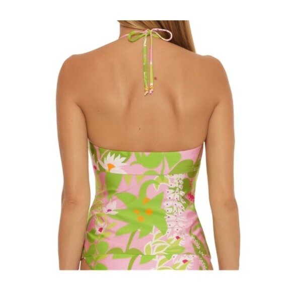 Trina Turk Womens La Palma Halter Tankini Top Size 4 Tropical Floral Print - Picture 2 of 7